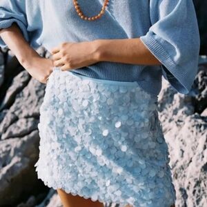 Zara Light Blue Sequin Mini Skirt
